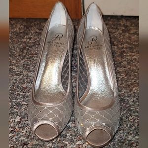 Adrianna Papell Jamie evening pumps, silver, 9m